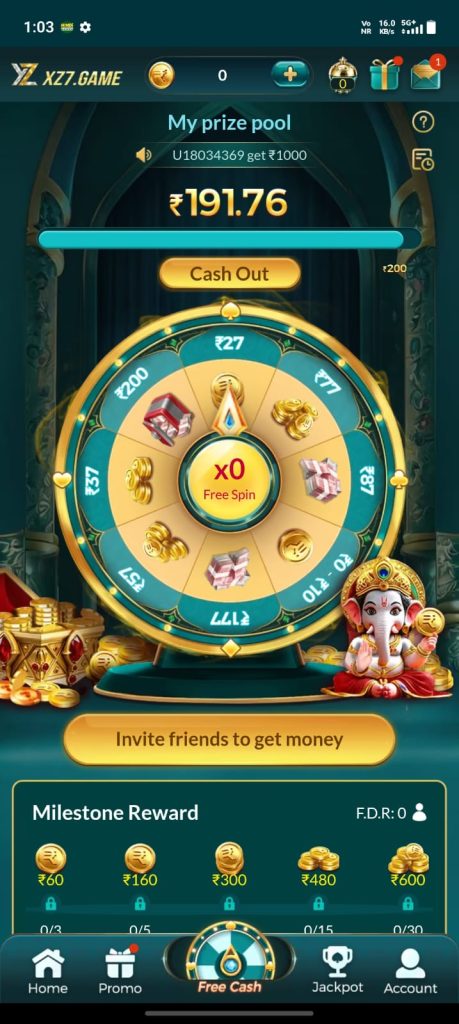 XZ7 Game home screen showcases a modern gaming interface with popular game options, jackpot highlights, promotional banners, search functionality and easy navigation for a smooth user experience.